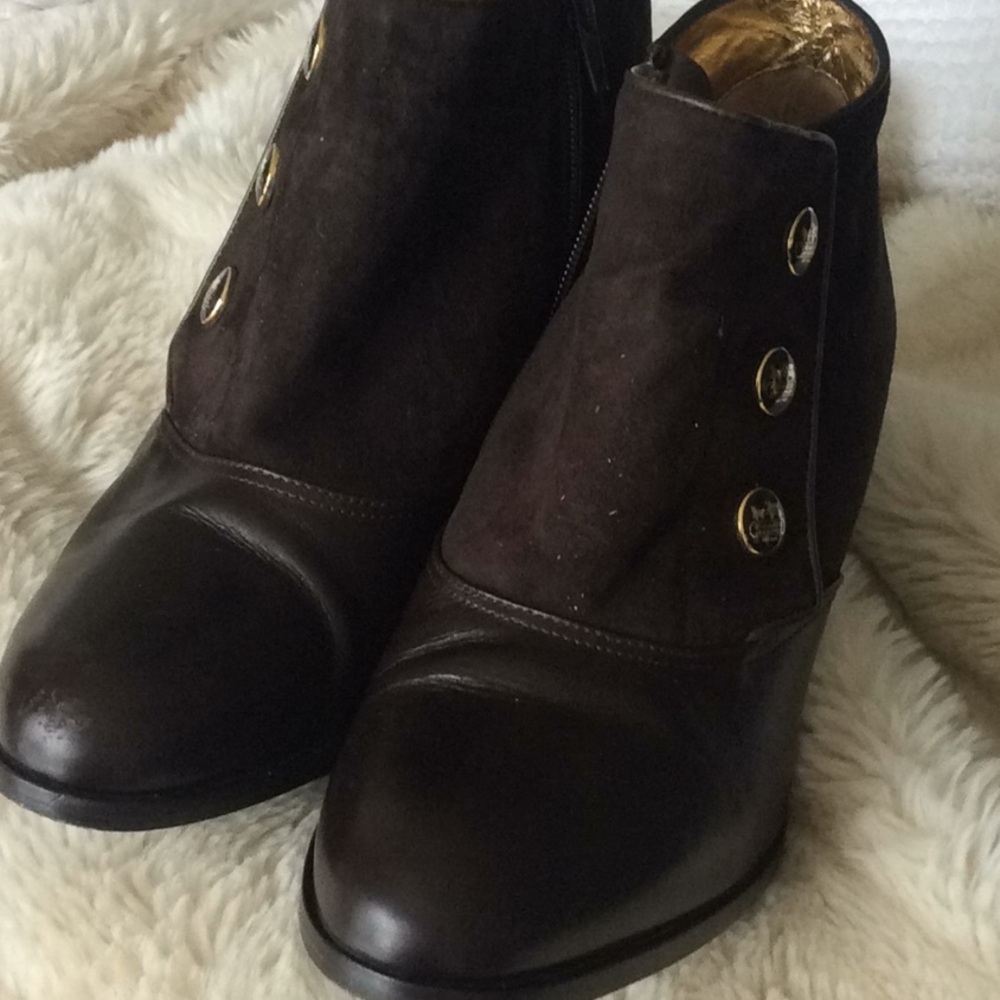 Coach Brown Booties Swede and leather Size 9